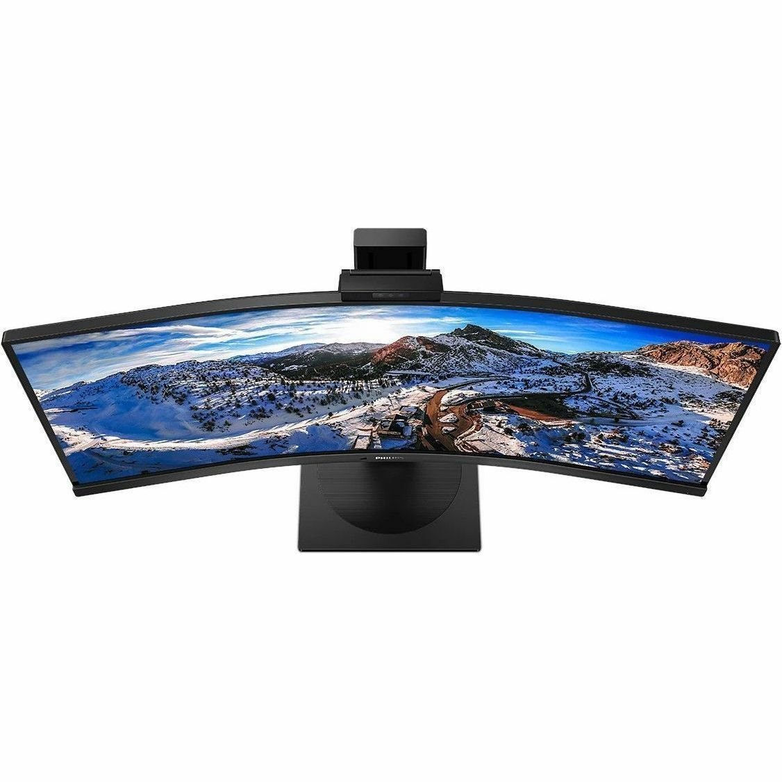 Philips 346P1CRH 34" Class Webcam WQHD Curved Screen LED Monitor - 21:9 - Textured Black