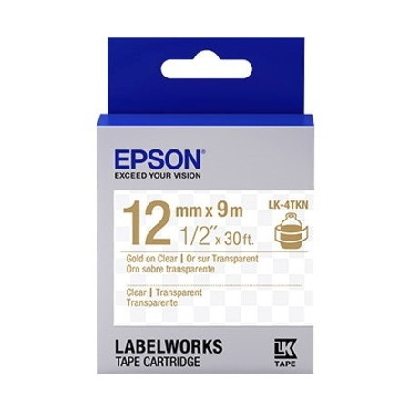 Epson LabelWorks Clear LK Tape Cartridge ~1/2" Gold on Clear