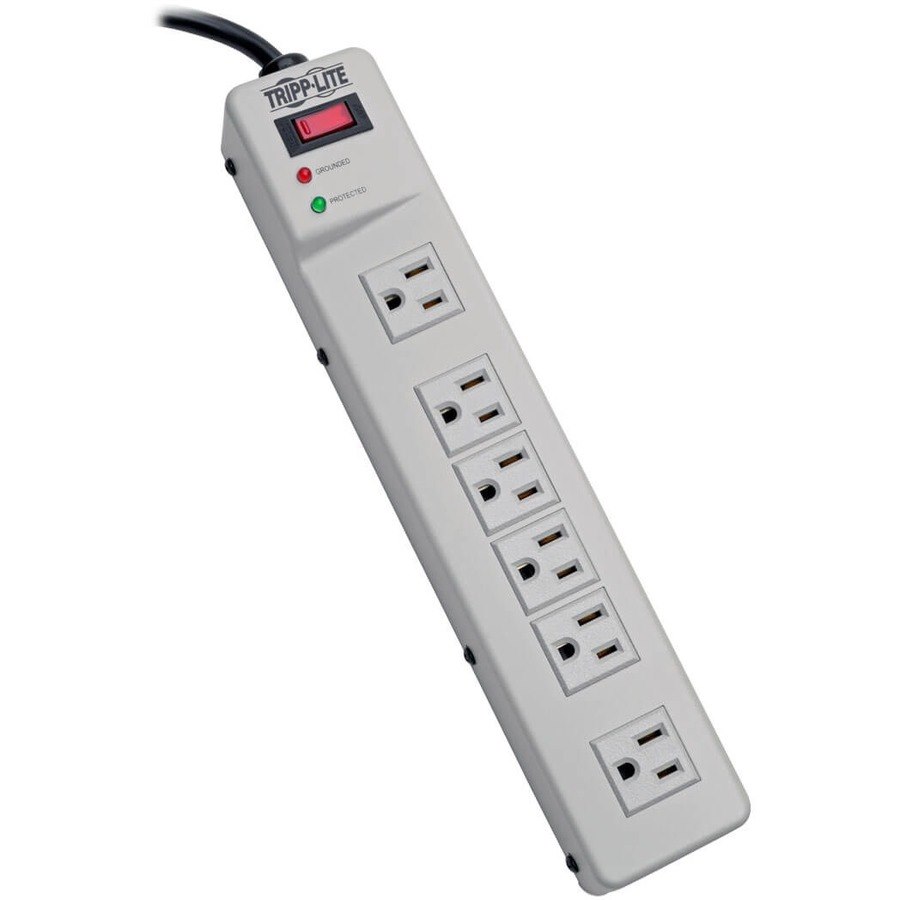 Eaton Tripp Lite Series Protect It! Surge Protector with 6 Right-Angle Outlets, 6 ft. (1.83 m) Cord, 1340 Joules, Diagnostic LEDs, Metal Case