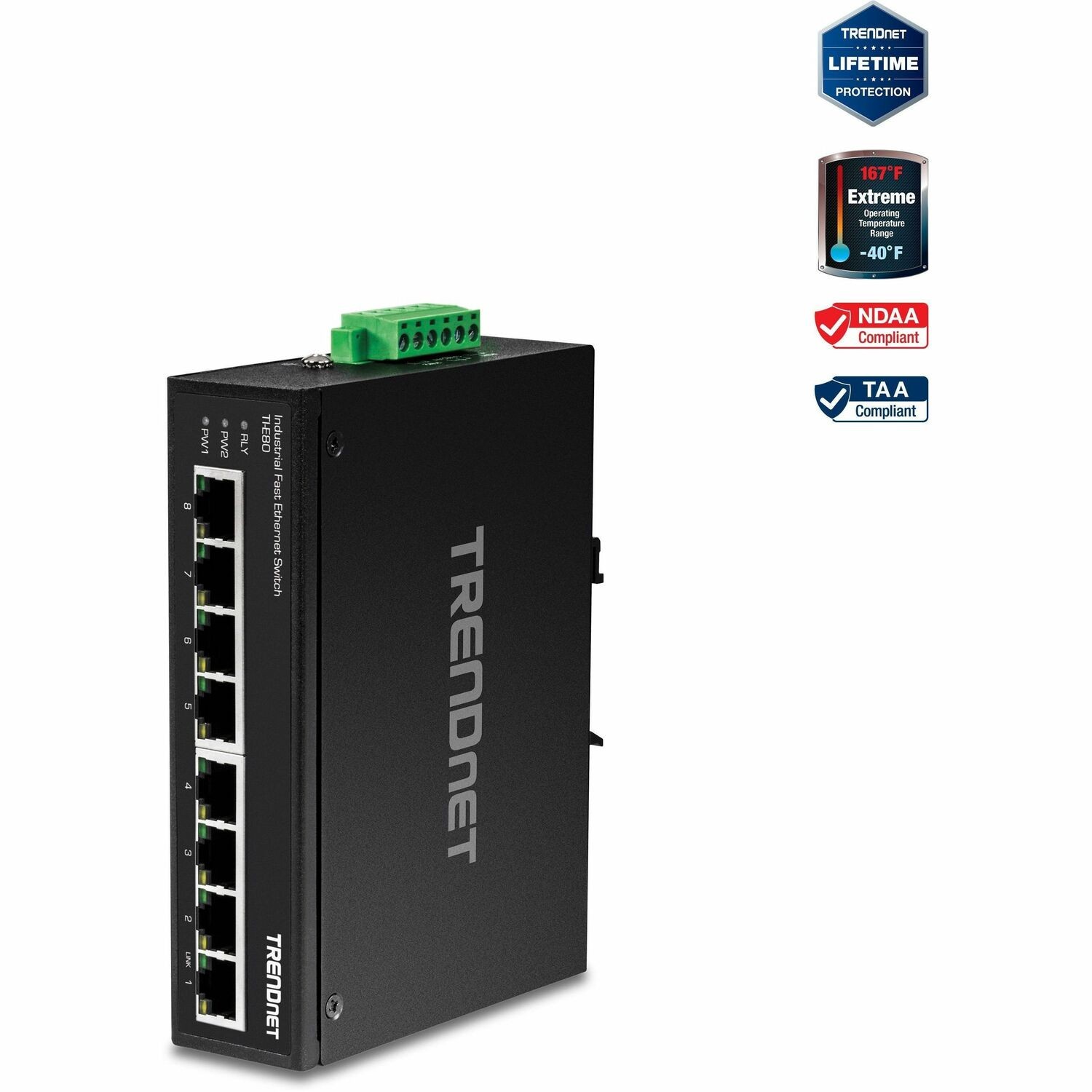 TRENDnet TI-E80 8 Anschl&uuml;sse Ethernet-Switch - Fast Ethernet - 100Base-X - Neu - TAA-konform