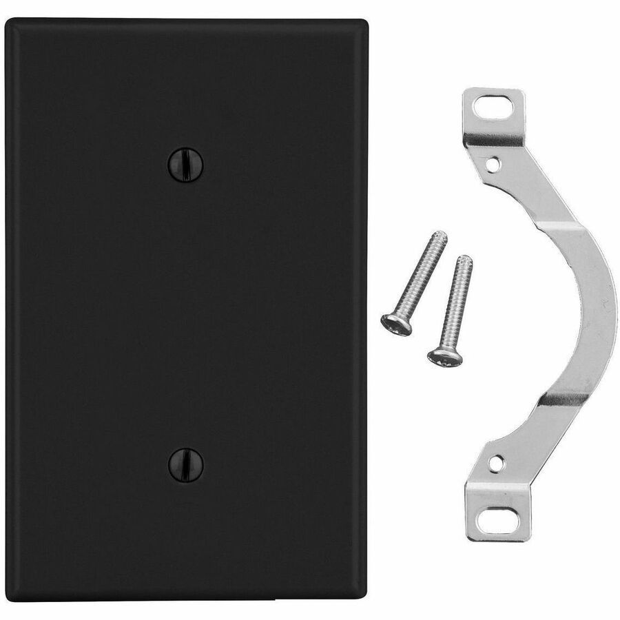 Bryant Wallplate, 1-Gang, Strap Mount Blank, Black