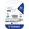 Verbatim 32 GB USB 3.1 Type C, USB 3.0 Flash Drive - Metallic Grey