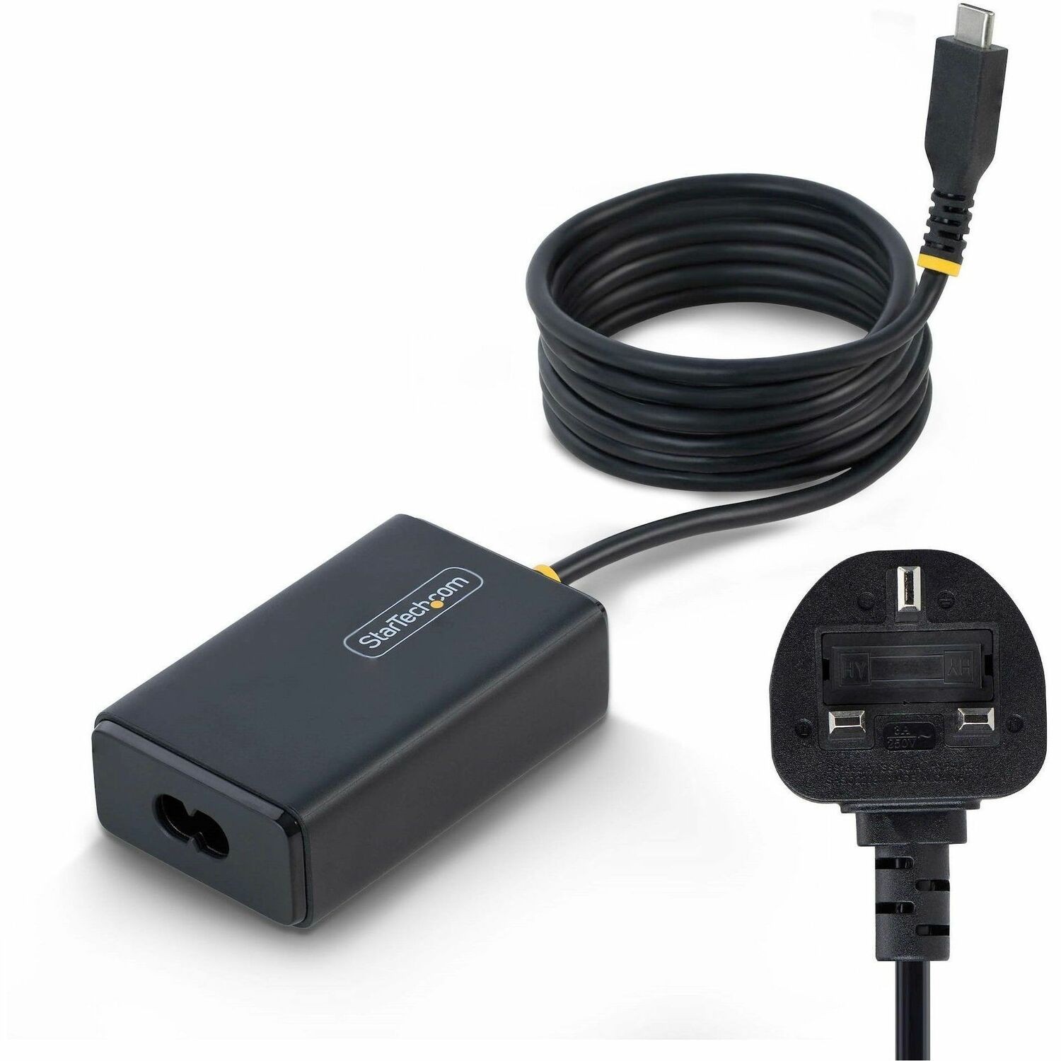 StarTech 65W USB-C Laptop Charger, 1.5m Tethered USB-C Cable, Power Adapter Brick for Dell, XPS, HP ProBook, MacBook Pro