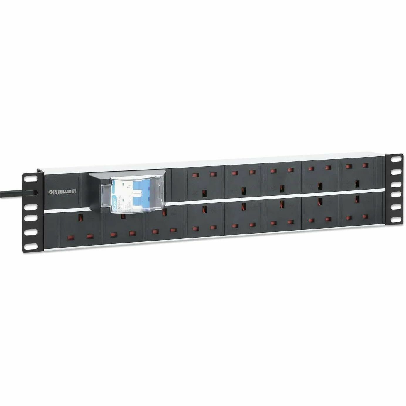 19" 2U PDU 15-way UK, With 2P air breaker, Rackmount, Power Distribution Unit, UK 3-pin outlets, 3m power cord, output