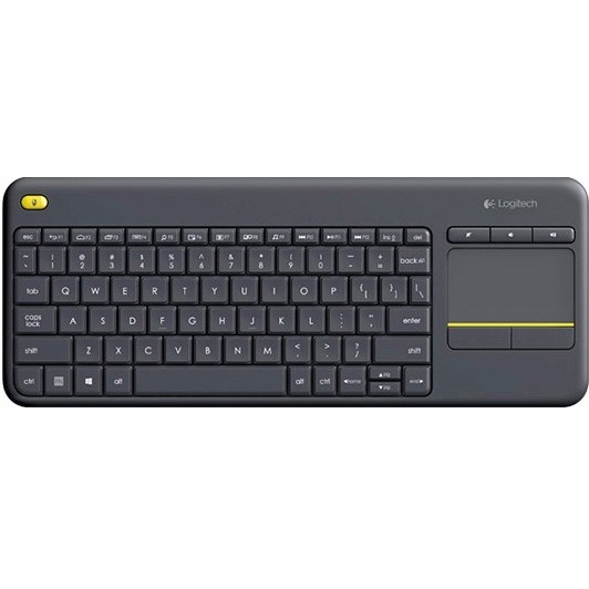 Logitech K400 Plus Keyboard - Wireless Connectivity - USB Interface - TouchPad - German - QWERTY Layout - Black