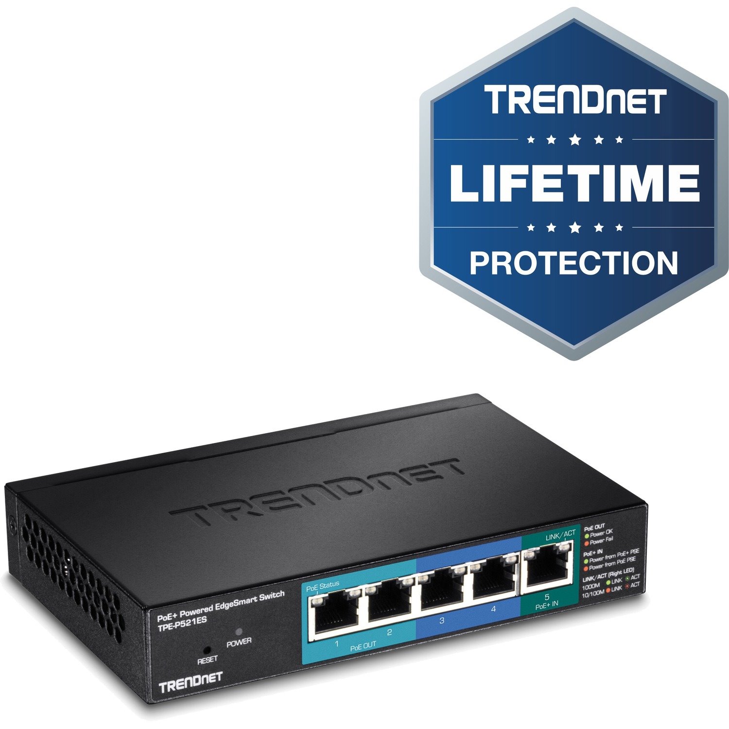 TRENDnet EdgeSmart TPE-P521ES 5 Ports Ethernet Switch - Gigabit Ethernet - 1000Base-T - New - TAA Compliant