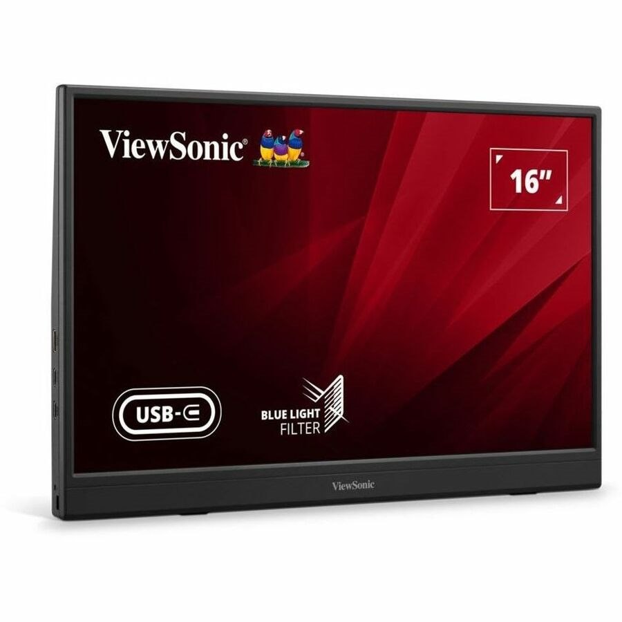ViewSonic VA1653 16 Inch 1080p FHD IPS Portable Monitor with Eye Care, Built-in Stand, USB C, Mini HDMI, and Protective Case External Second Screen For Laptops, PC, Mac, and Gaming Consoles
