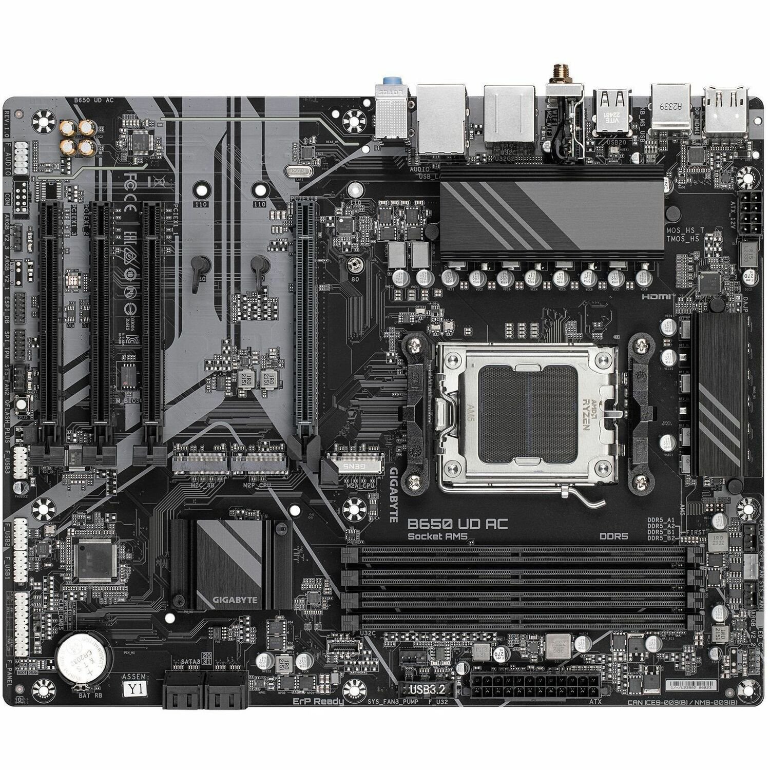 Gigabyte Ultra Durable B650 UD AC Gaming Desktop Motherboard - AMD B650 Chipset - Socket AM5 - ATX