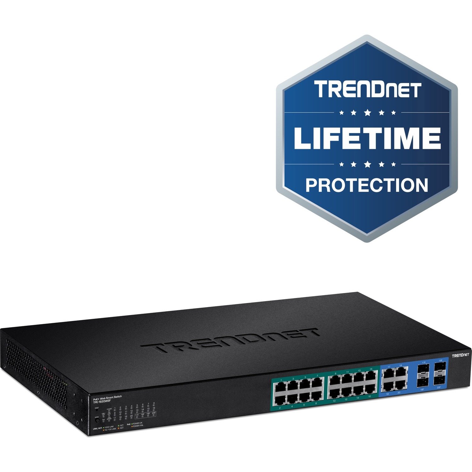 TRENDnet TPE-1620WSF 20 Ports Manageable Ethernet Switch - Gigabit Ethernet - 10/100/1000Base-T, 1000Base-X - New - TAA Compliant