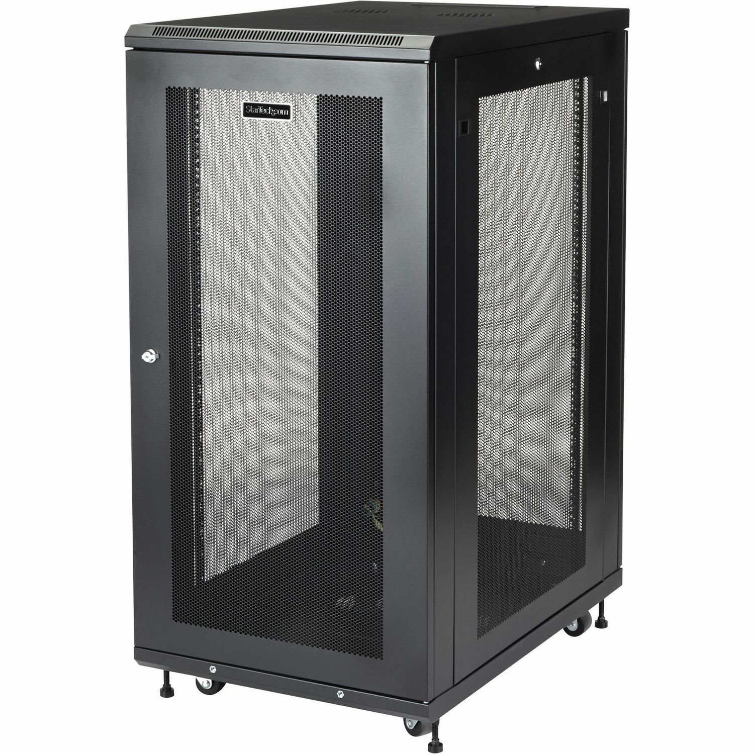 StarTech.com 4-Pfosten 24HE Server Rack, 19" Datenschrank f&uuml;r Computer / IT-Ausr&uuml;stung, Heimnetzwerk-Rack, Server-Rack mit halber Höhe