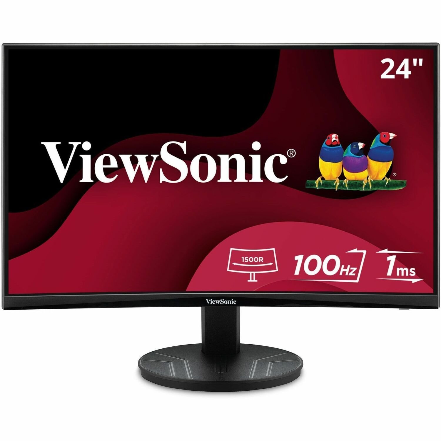 ViewSonic VA2416C 24 Inch Full HD 1080p Frameless Curved Monitor with Variable Refresh Rate, Eye Care, HDMI, and DisplayPort Inputs for Home and Office