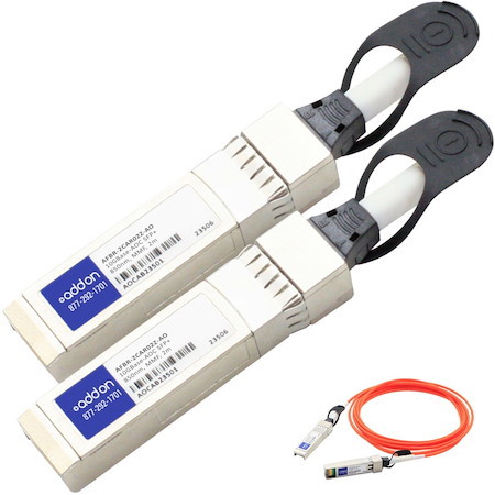 AddOn Avago® AFBR-2CAR02Z Compatible TAA Compliant 10GBase-AOC SFP+ Active Optical Cable (850nm, MMF, 2m)