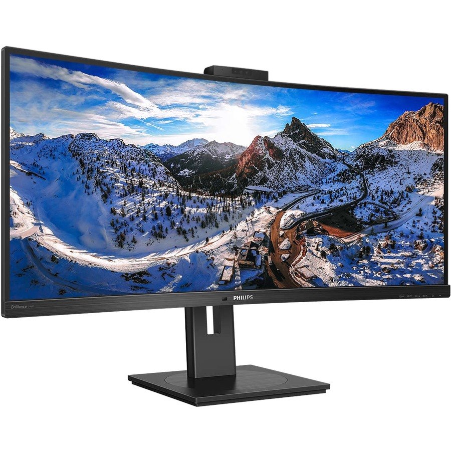 Philips Brilliance 346P1CRH 34" Class Webcam WQHD Curved Screen LCD Monitor - 21:9 - Textured Black