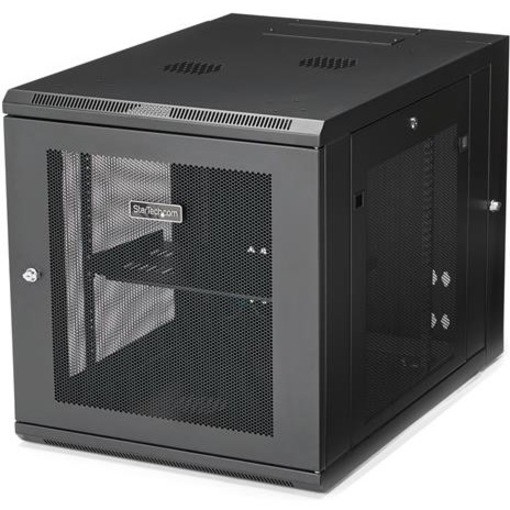 StarTech.com 4-Post 12U Wall Mount Network Cabinet, 19" Hinged Wall-Mounted Server Rack for IT Equipment, Flexible Lockable Rack Enclosure