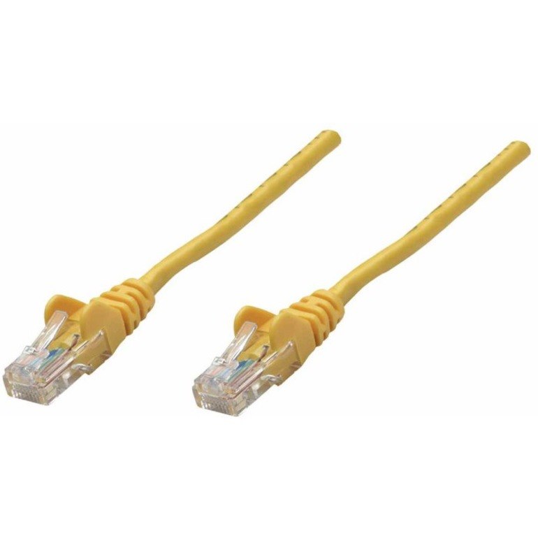 Intellinet Network Patch Cable, Cat6, 0.25m, Yellow, Copper, U/UTP, PVC, RJ45, Gold Plated Contacts, Snagless, Booted, Polybag