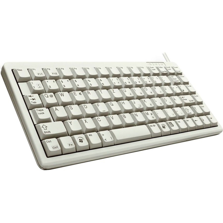 CHERRY Compact G84-4100 Keyboard - Cable Connectivity - USB, PS/2 Interface - French - AZERTY Layout - Light Grey