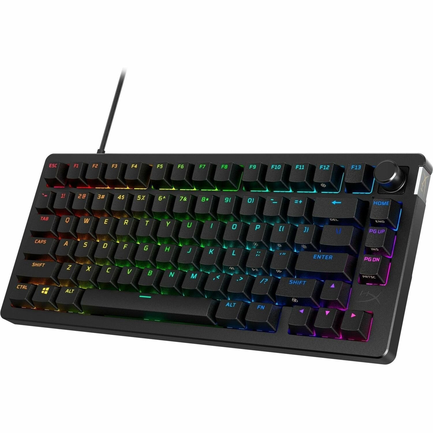 HyperX Alloy Rise 75 Gaming Keyboard - Cable Connectivity - USB Interface - RGB LED - English (US) - Black