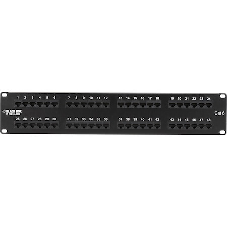 Black Box CAT6 Patch Panel, Punchdown - 2U, Unshielded, 48-Port