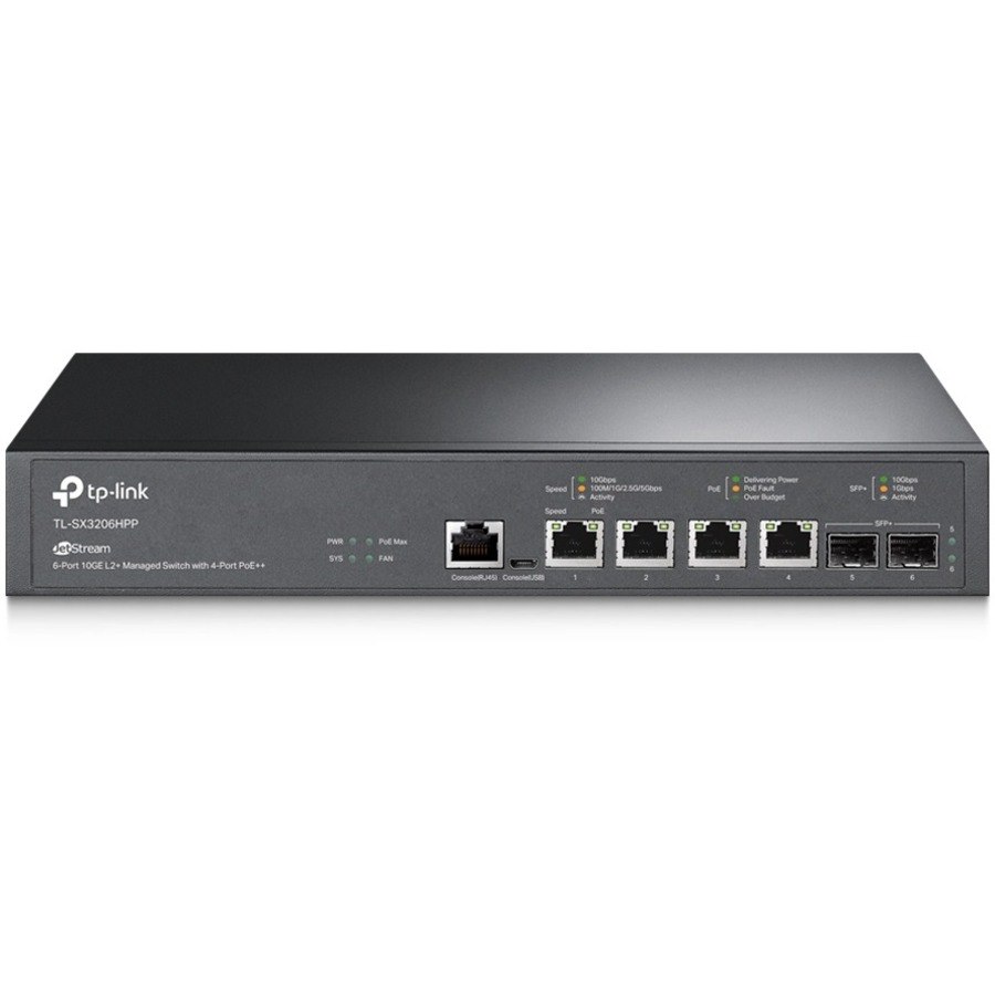 TP-Link JetStream TL-SX3206HPP 6 Ports Manageable Ethernet Switch - 10 Gigabit Ethernet - 10GBase-T, 10GBase-X