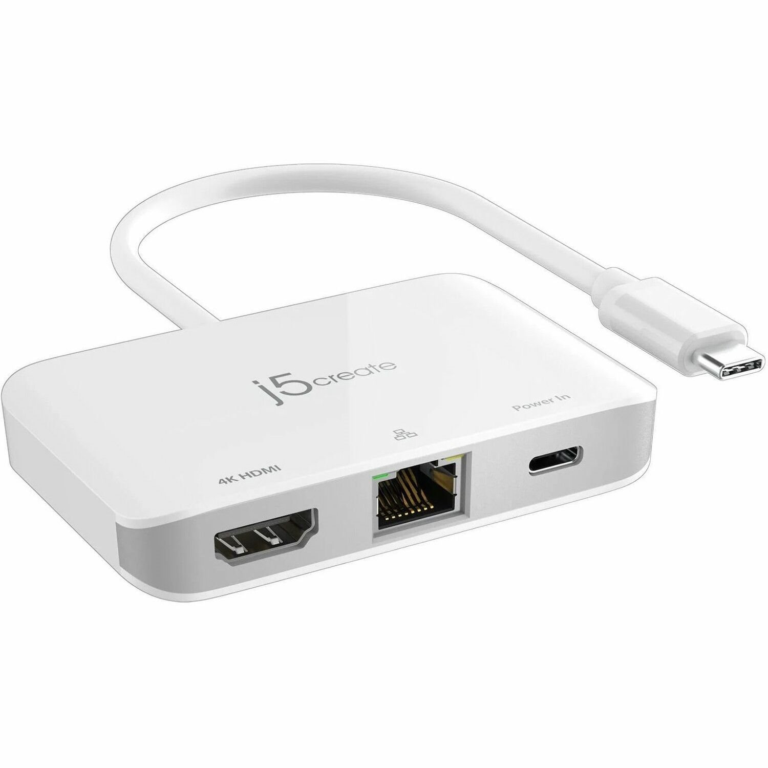 j5create JCA351-N USB Type C Docking Station for Projector - Charging Capability - White