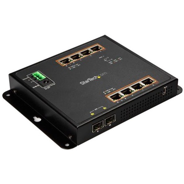 StarTech.com Industrial 8 Port Gigabit PoE+ Switch w/2 SFP MSA Slots 30W Layer/L2 Switch Managed Ethernet Network Switch IP-30/-40C to 75C