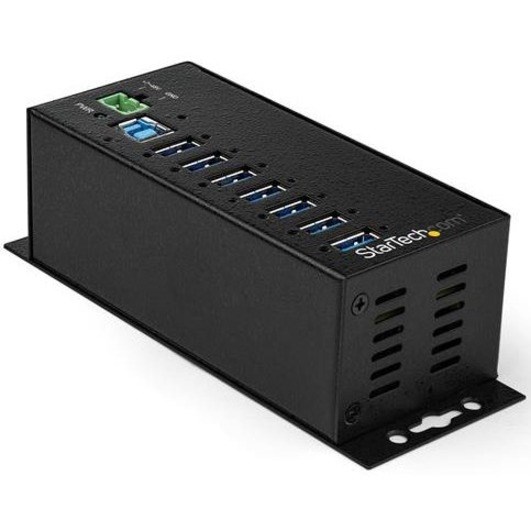 StarTech.com 7 Port USB Hub w/ Power Adapter - Metal Industrial USB 3.0 Data Hub - Din Rail, Wall & Desk Mountable USB 3.2 Gen 1 5Gbps Hub