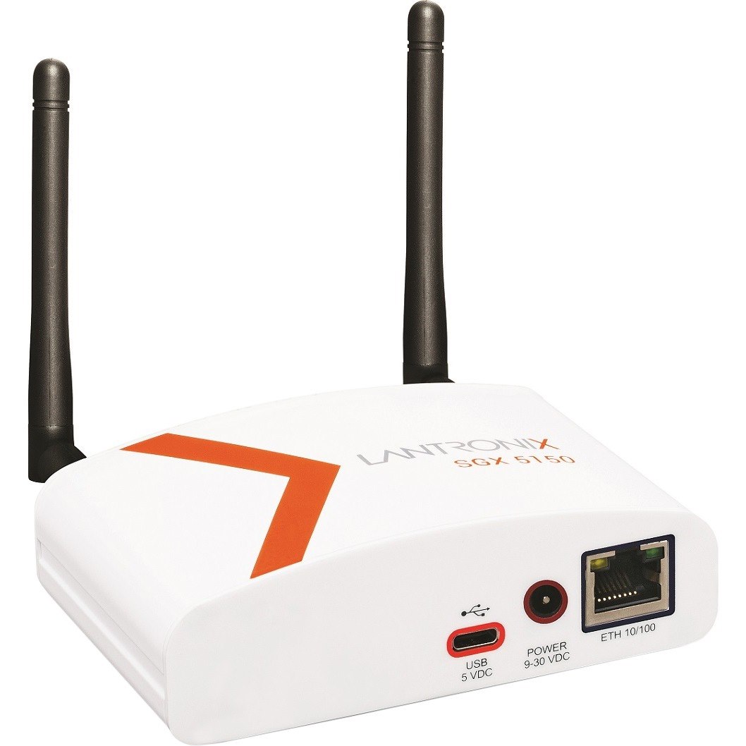 Lantronix SGX 5150 Wireless IoT Gateway, Dual Band 5G 802.11ac and 80211 b/g/n, USB Host and Device Modes, a single 10/100 Ethernet port, EU Model