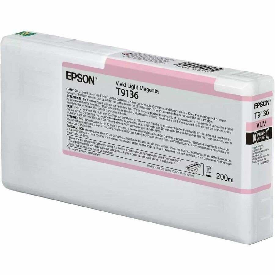 Epson T9136 Original Inkjet Ink Cartridge - Single Pack - Vivid Light Magenta - 1 Piece