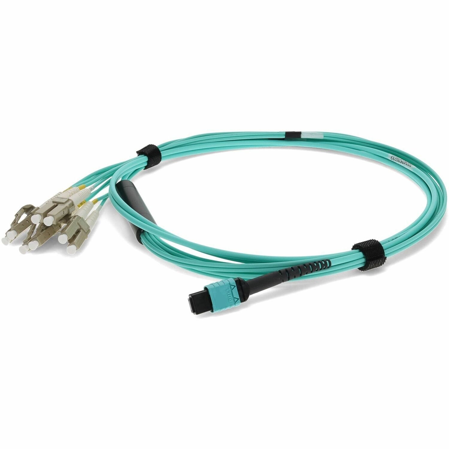 AddOn 10m MPO/UPC to 4xLC/UPC Duplex Aqua OM4 LSZH 8-Strand Fiber Fanout Cable