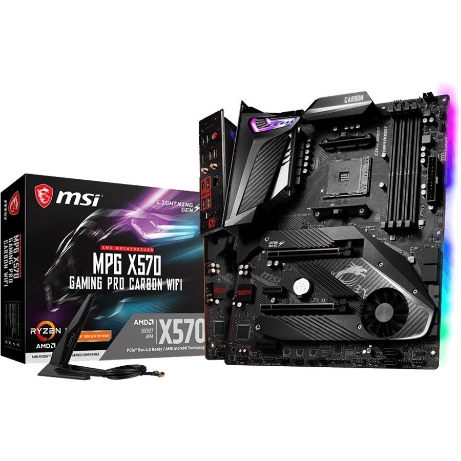 MSI MPG X570 GAMING PRO CARBON WIFI Desktop Motherboard - AMD X570 Chipset - Socket AM4 - ATX