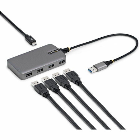 StarTech.com 4-Port USB-A Hub, 5Gbps, Bus Powered, USB-A to 4x USB-A Hub with USB-C Auxiliary Power Input, Portable USB Hub