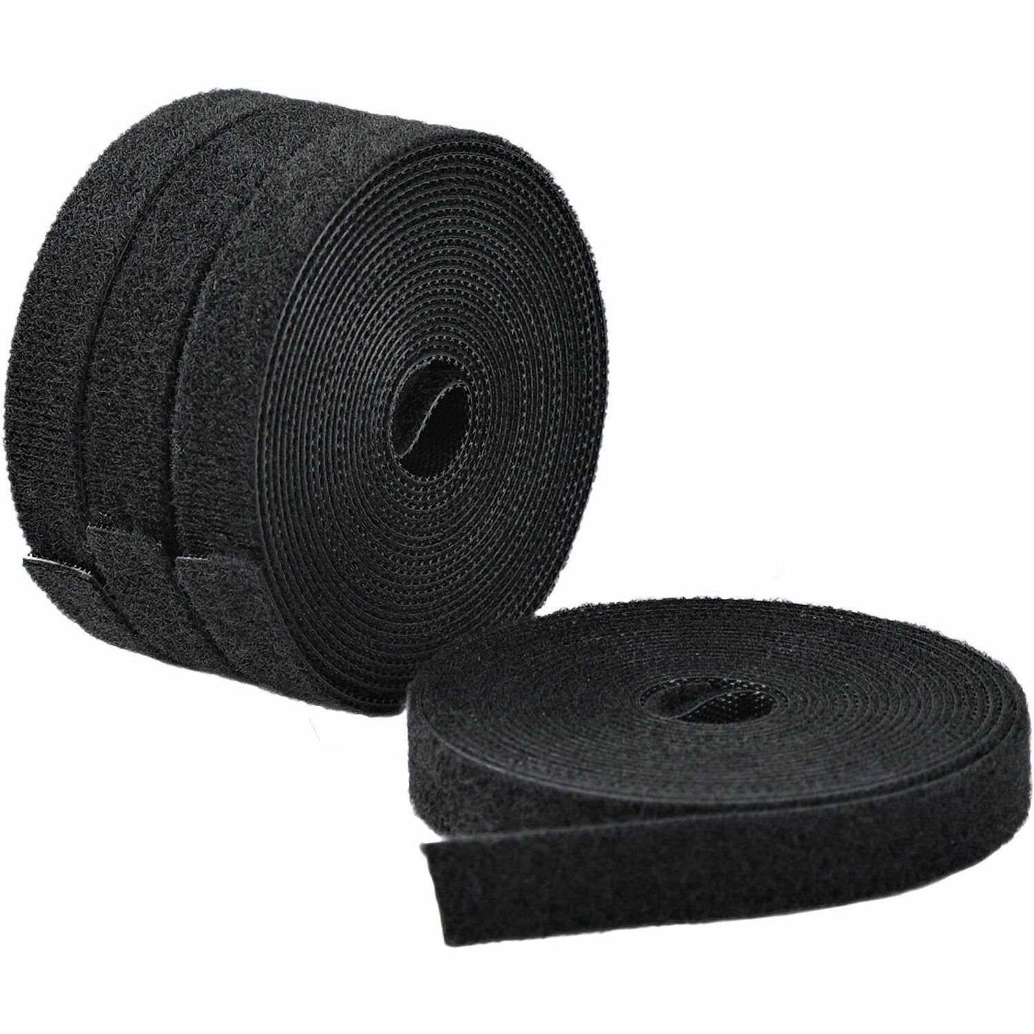 StarTech.com 4-pack 15ft (4.6m) Hook and Loop Roll, 0.5in Wide, Black, Cut-to-Size Reusable Cable Ties, Fastener Tape, Bulk Roll