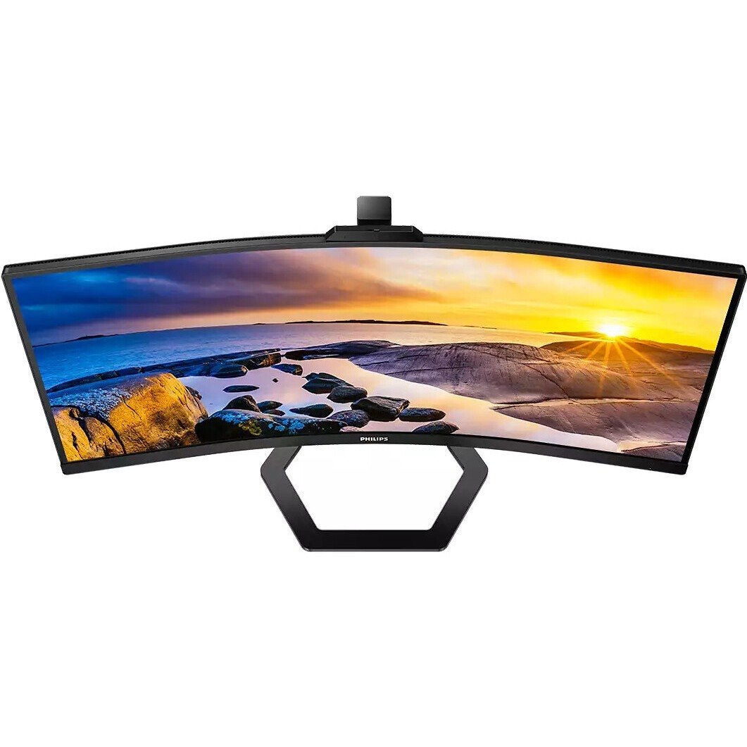 Philips 34E1C5600HE 34" Class Webcam WQHD Curved Screen LCD Monitor - 21:9 - Structured Black