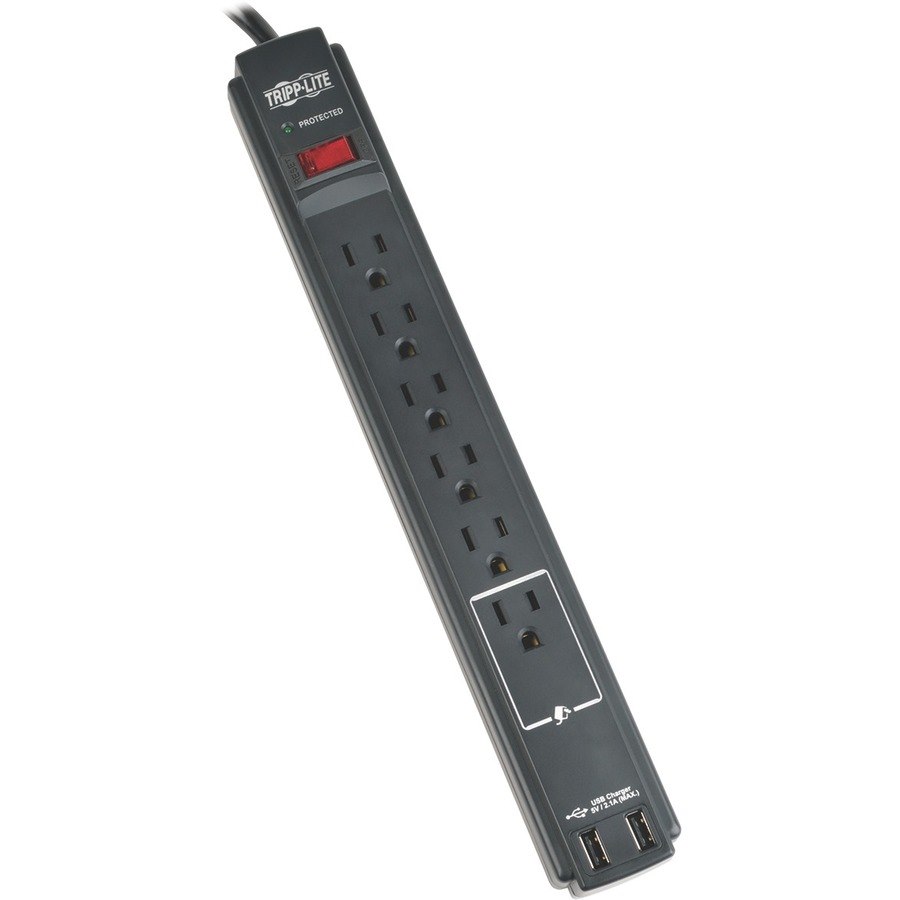 Eaton Tripp Lite Series Protect It! 6-Outlet Surge Protector, 6 ft. (1.83 m) Cord, 990 Joules, 2 x USB Charging ports (2.1A), Black Housing, TAA