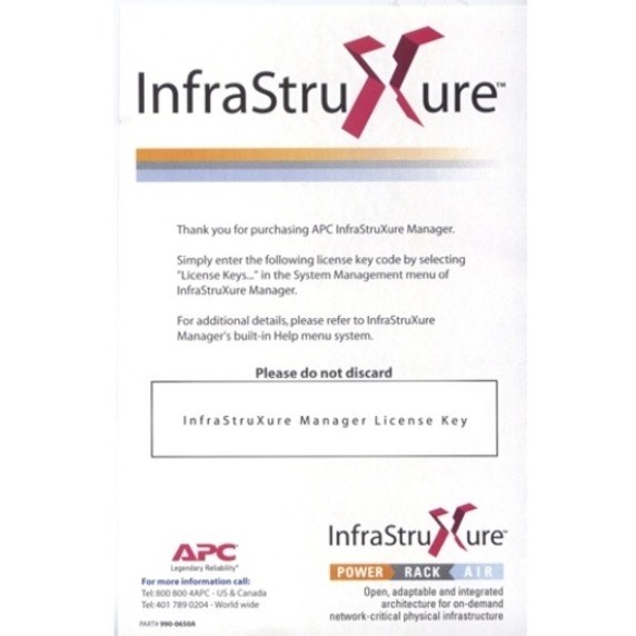 APC by Schneider Electric InfraStruXure Manager - License - License - 25 Node