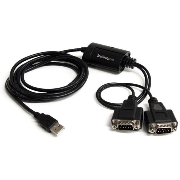 StarTech.com 6ft (1.8m) 2-Port FTDI USB to Serial RS232 Adapter Cable with COM Retention, USB to RS232 Adapter - TAA