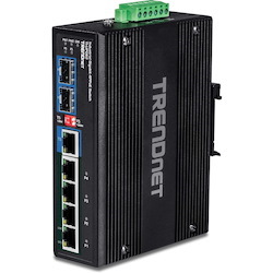 TRENDnet 6-Port Hardened Industrial Gigabit 10/100/1000 Mbps Ultra PoE DIN-Rail Switch; UPoE; IP30; DIN-Rail & Wall Mounts Included; Lifetime Protection; TI-UPG62