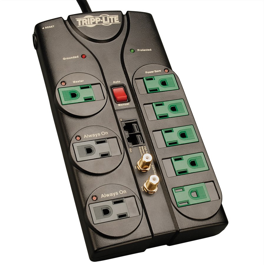 Tripp Lite by Eaton Eco-Surge 8-Outlet Surge Protector, 8-ft. Cord, 2880 Joules, Tel/Modem/Coax/Ethernet Protection