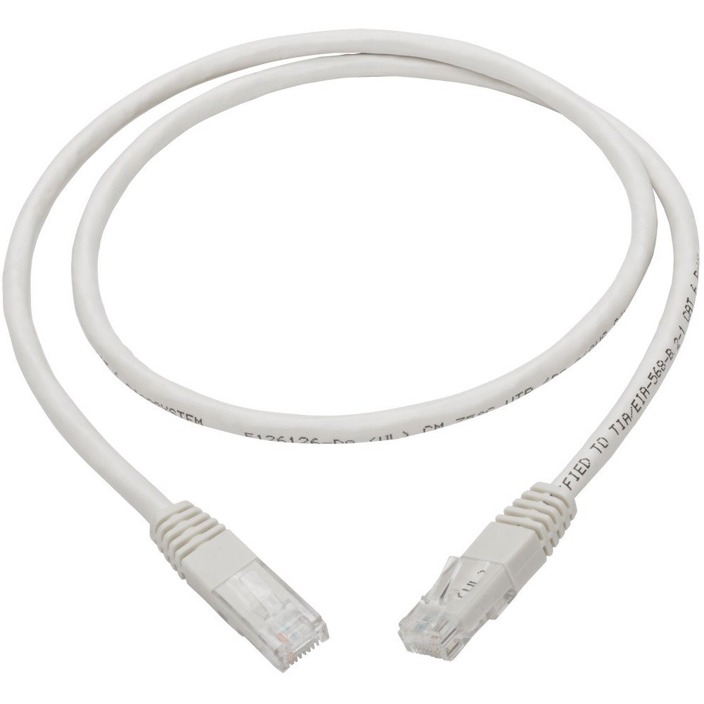 Eaton Tripp Lite Series Cat6 Gigabit Molded (UTP) Ethernet Cable (RJ45 M/M), PoE, White, 3 ft. (0.91 m)