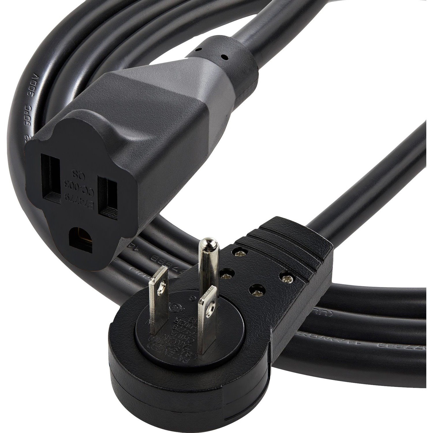 StarTech.com 3ft Power Extension Cord, Rotating Flat Plug Extension Cord, NEMA 5-15P to NEMA 5-15R Cable, 16 AWG, 125V/15A