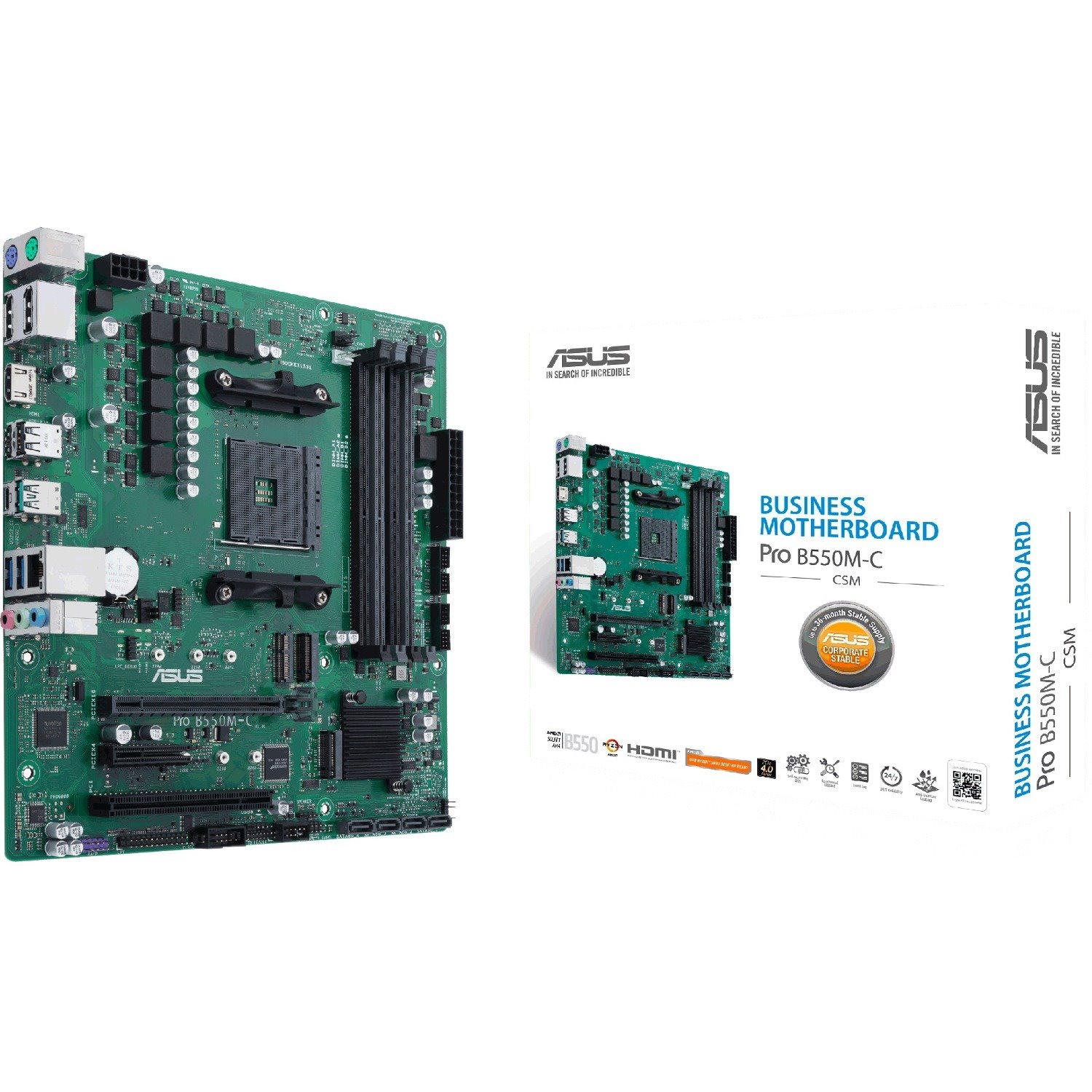 Asus PRO B550M-C/CSM Desktop Motherboard - AMD B550 Chipset - Socket AM4 - Micro ATX