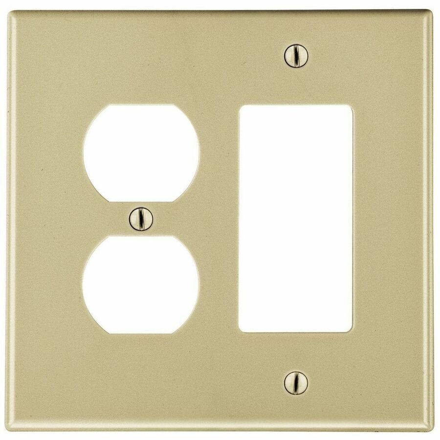 Hubbell Wallplt, M-Size, 2-G, 1) Dup 1) Dec, Iv