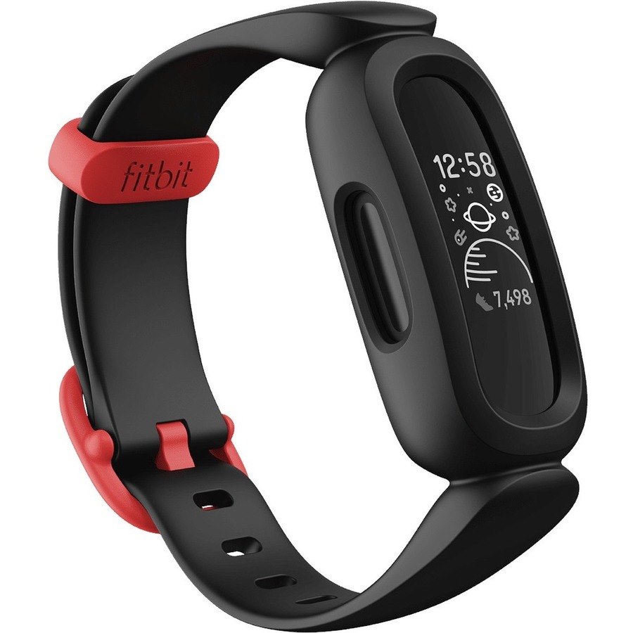 Fitbit Ace 3 Smart Band - Black, Sport Red Body Color - Plastic Body Material - Silicone Band Material