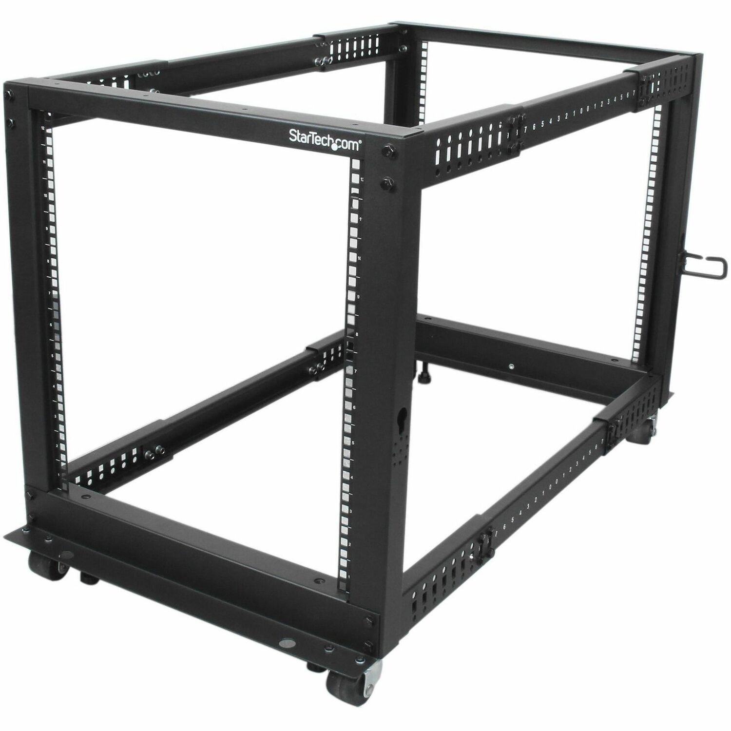 StarTech.com 4-Post 12U Mobiel Open Frame Server Rack, 19in Patchkast met Wielen en 4 Stijlen, Open Serverkast voor AV/Data/IT Apparatuur