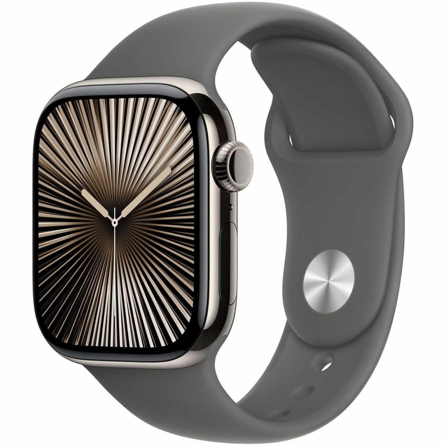 Apple Watch Series 10 Smart Watch - 42 mm Case Height - 36 mm Case Width - Natural Case Color - Stone Grey Band Color - Titanium Case Material - Wireless LAN - LTE, UMTS