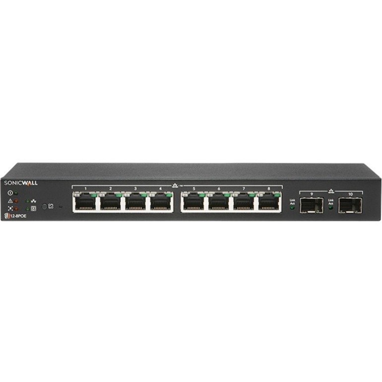 SonicWall SWS12-8POE 10 Ports Manageable Ethernet Switch - TAA Compliant