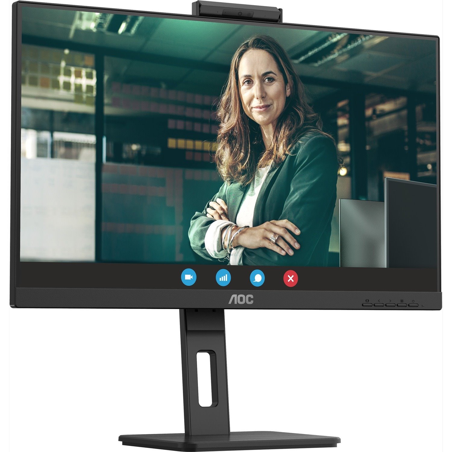 AOC 24P3QW 24" Class Webcam Full HD LCD Monitor - 16:9 - Textured Black