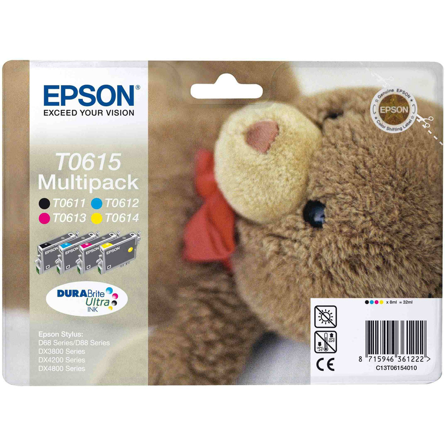 Epson DURABrite T0615 Original Inkjet Ink Cartridge - Black, Cyan, Magenta, Yellow - 4 / Pack
