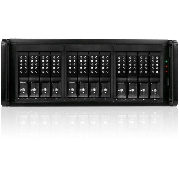 RAIDage JAGE412MSBK-DE Drive Enclosure 12Gb/s SAS, SATA/600 - Mini-SAS HD Host Interface - 4U Rack-mountable - Black