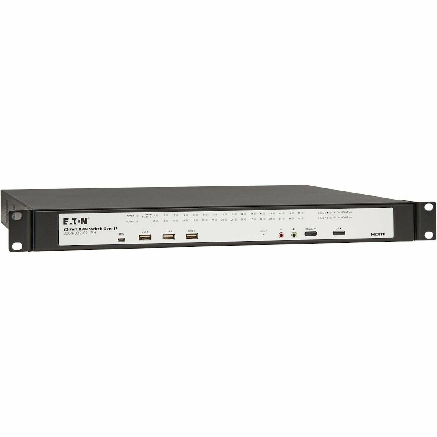 Eaton 32-Port Cat5e KVM over IP Switch - Virtual Media, 1 Remote/1 Local User, HDMI Output, 1U Rack-Mount, TAA